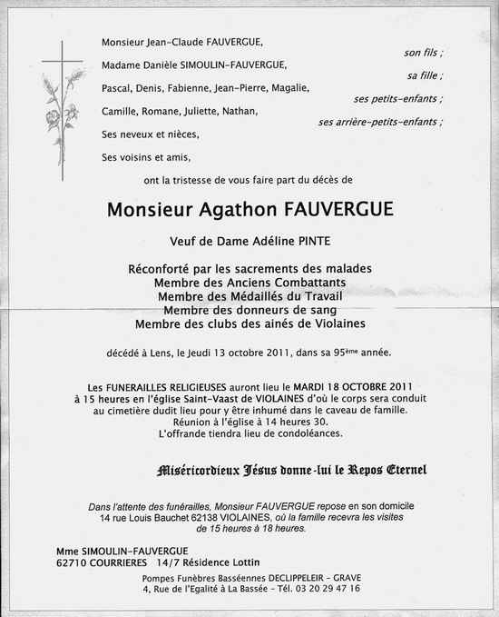 Mr Agathon FAUVERGUE